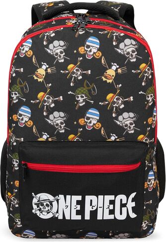 Get Trend One Piece Kids Backpack for Boys, 18 inch Book Bag with Adjustable Padded Straps, Travel School Bag, Anime Gifts (Black/Multi One Piece) in Saudi Arabia