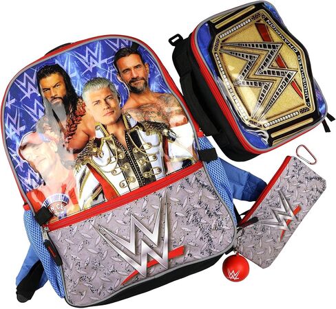 WWE Backpack 5-Piece Set Undisputed Champion 16" Book Bag with Insulated Lunch Box in Kuwait