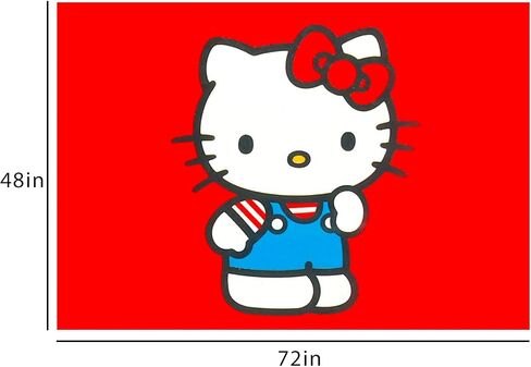 Hello Kitty Rug for Kids Room Set - Bundle with 48" x 72" Red Area Carpet for Bedroom, Room Decor, Plus Stickers and More | Hello Kitty Rug for Bedroom in Kuwait