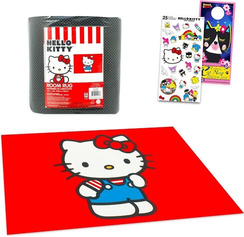 Hello Kitty Rug for Kids Room Set - Bundle with 48" x 72" Red Area Carpet for Bedroom, Room Decor, Plus Stickers and More | Hello Kitty Rug for Bedroom in Kuwait