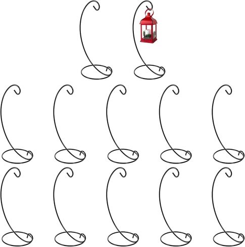 12 Pack Ornament Display Stands, 9.1 Inch Black Iron Hanging Hook Rack Holder for Christmas Decorations, Glass Globe Terrarium, Witch Ball and Air Plant Display in Kuwait