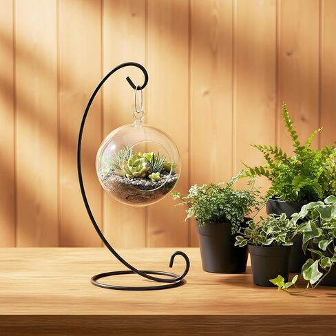 12 Pack Ornament Display Stands, 9.1 Inch Black Iron Hanging Hook Rack Holder for Christmas Decorations, Glass Globe Terrarium, Witch Ball and Air Plant Display in Kuwait