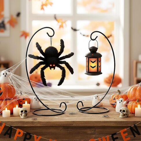 12 Pack Ornament Display Stands, 9.1 Inch Black Iron Hanging Hook Rack Holder for Christmas Decorations, Glass Globe Terrarium, Witch Ball and Air Plant Display in Kuwait