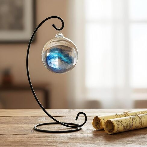 12 Pack Ornament Display Stands, 9.1 Inch Black Iron Hanging Hook Rack Holder for Christmas Decorations, Glass Globe Terrarium, Witch Ball and Air Plant Display in Kuwait