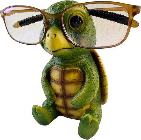 Baby Turtle Eyeglasses Holder Stand – “Shelldon" Funny & Cute Glasses Holder for Desk, Nightstand or Office – Resin Eyewear Organizer for Reading Glasses, Sunglasses & Prescription Frames – Fun Turtle Figurine Decor in Kuwait