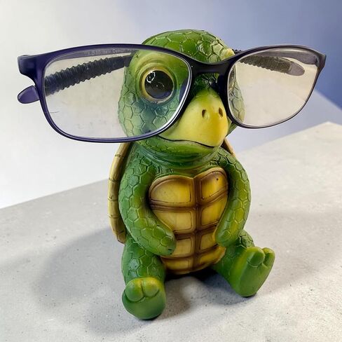 Baby Turtle Eyeglasses Holder Stand – “Shelldon" Funny & Cute Glasses Holder for Desk, Nightstand or Office – Resin Eyewear Organizer for Reading Glasses, Sunglasses & Prescription Frames – Fun Turtle Figurine Decor in Kuwait