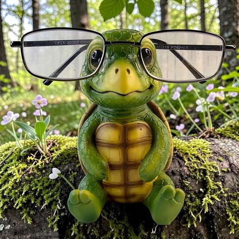 Baby Turtle Eyeglasses Holder Stand – “Shelldon" Funny & Cute Glasses Holder for Desk, Nightstand or Office – Resin Eyewear Organizer for Reading Glasses, Sunglasses & Prescription Frames – Fun Turtle Figurine Decor in Kuwait