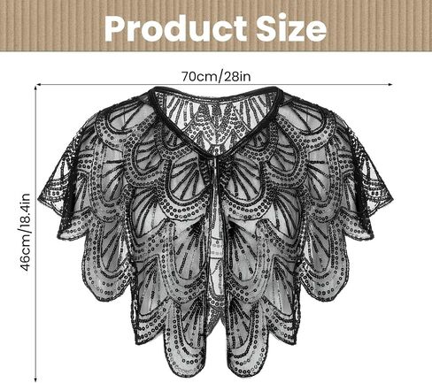 1920s Shawl Wraps for Women, Sequin Beaded Evening Cape Bridal Shawls, Flapper Cover Up for Evening Dresses Party in Kuwait