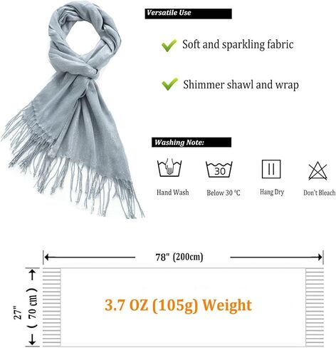 Sparkle Metallic Shawls and Wraps for Wedding Pashmina Scarf Dress Cover Up in Kuwait
