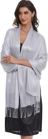 Sparkle Metallic Shawls and Wraps for Wedding Pashmina Scarf Dress Cover Up in Kuwait