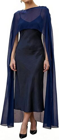 Women Sheer Chiffon Cape Shawl Wraps for Evening Dresses Poncho Top Capelet Cover Up Wedding Bridal Formal Party in Kuwait