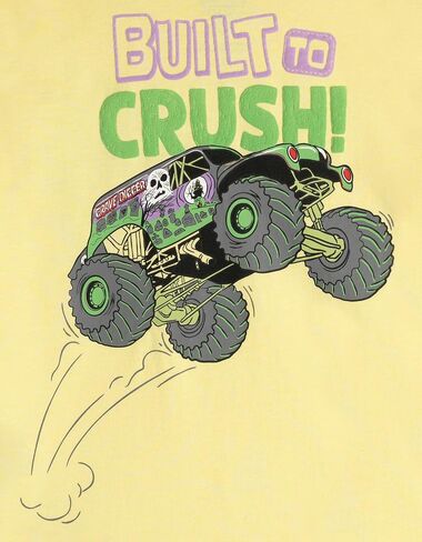 مجموعة ملابس Monster Jam من تي شيرت بكتف منسدل وسروال قصير من نسيج الوافل للأطفال الصغار إلى الأطفال الكبار Grave Digger in Kuwait