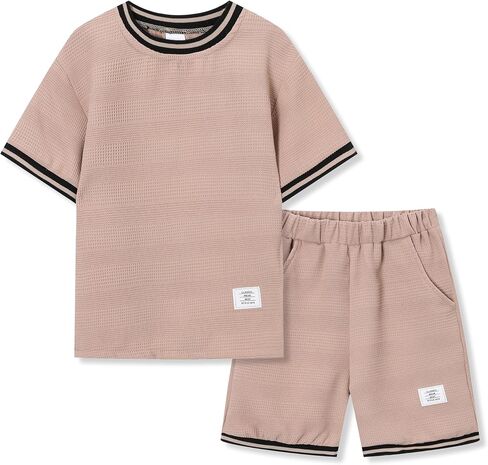 KIDLAGA Boys Clothes 2PCS Outfits Color Block T Shirt & Shorts Teen Boy Clothes Kids Summer Clothing Sets Sizes 7-14Y in Saudi Arabia