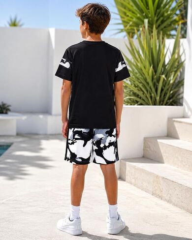 Boys Summer Outfit Set, Short Sleeve Shirt and Shorts 2 Piece Casual Playwear Set for Kids Toddler in Kuwait