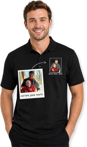 Custom Dad Photo Portrait Embroidered Polo Shirt - Dad Gift Men Father's Day Birthday & New Dad in Saudi Arabia