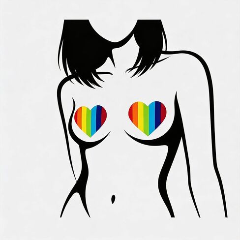 Rainbow Pride Heart Pasties - PASTIES PARTY - Fun Nipple Covers for Parties, Raves, Festivals, Disposable in Saudi Arabia