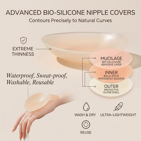 Nooshnips Nipple Covers for Women, Pasties with Lift, Reusable Silicone Sticky Nipple Covers, 3 Pairs Nipple Cover in Saudi Arabia