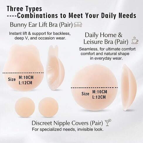 Nooshnips Nipple Covers for Women, Pasties with Lift, Reusable Silicone Sticky Nipple Covers, 3 Pairs Nipple Cover in Saudi Arabia