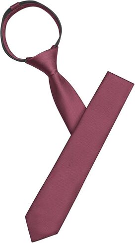 Pre-Tied Ties Solid Color Necktie, 2.35" Adjustable Zipper Black Ties for Men, Skinny Tie for Business, Wedding in Kuwait