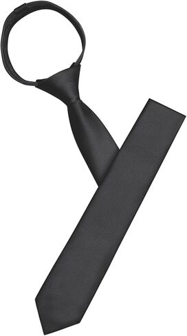 Pre-Tied Ties Solid Color Necktie, 2.35" Adjustable Zipper Black Ties for Men, Skinny Tie for Business, Wedding in Kuwait