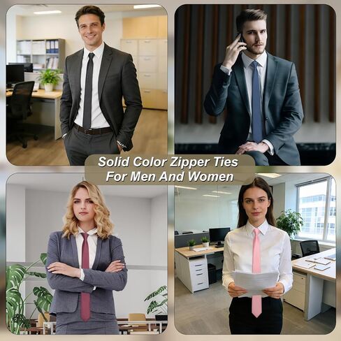 Pre-Tied Ties Solid Color Necktie, 2.35" Adjustable Zipper Black Ties for Men, Skinny Tie for Business, Wedding in Kuwait
