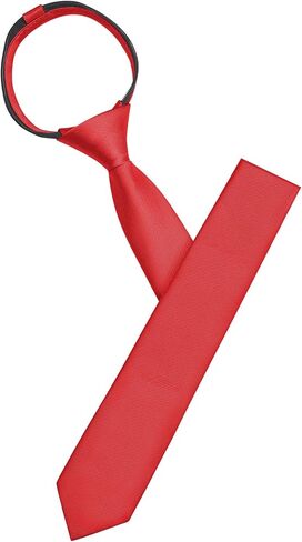 Pre-Tied Ties Solid Color Necktie, 2.35" Adjustable Zipper Black Ties for Men, Skinny Tie for Business, Wedding in Kuwait