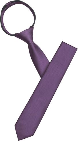 Pre-Tied Ties Solid Color Necktie, 2.35" Adjustable Zipper Black Ties for Men, Skinny Tie for Business, Wedding in Kuwait
