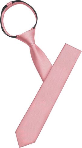 Pre-Tied Ties Solid Color Necktie, 2.35" Adjustable Zipper Black Ties for Men, Skinny Tie for Business, Wedding in Kuwait