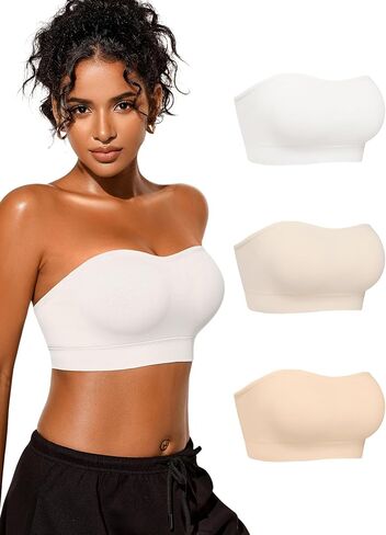 حمالات صدر بدون حمالات للنساء، مقاس S-XL، حمالة صدر مبطنة بالسيليكون غير قابلة للانزلاق مع حزام شفاف مجاني، حمالة صدر علوية لاسلكية in Kuwait