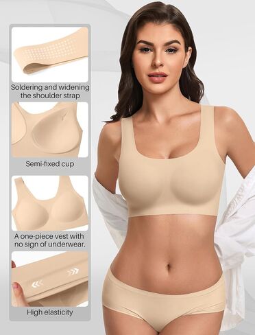 Avidlove Bras for Women Comfy Pullover Wireless Seamless Bralettes No Underwire T Shirt Wirefree Wide Straps Sleep Bra Nude in Saudi Arabia