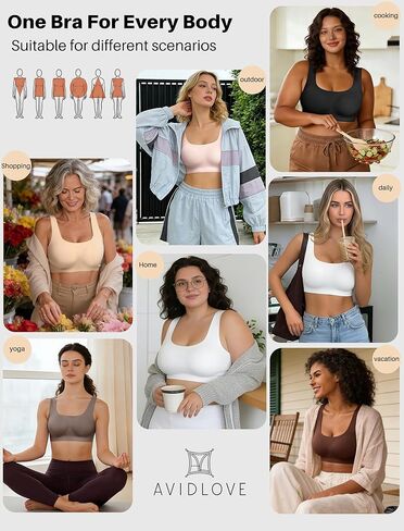 Avidlove Bras for Women Comfy Pullover Wireless Seamless Bralettes No Underwire T Shirt Wirefree Wide Straps Sleep Bra Nude in Saudi Arabia