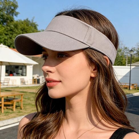 Sport Sun Visor Hats Adjustable Empty Top Baseball Cap Cotton Ball Caps for Women and Men Grey in Kuwait