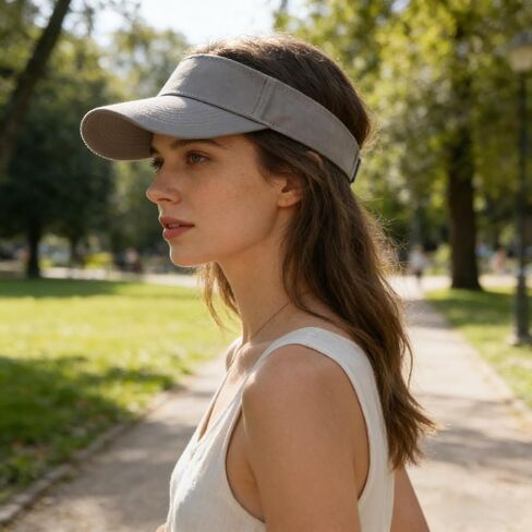 Sport Sun Visor Hats Adjustable Empty Top Baseball Cap Cotton Ball Caps for Women and Men Grey in Kuwait