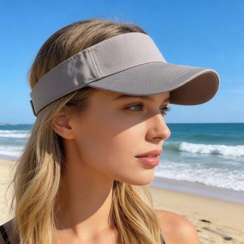 Sport Sun Visor Hats Adjustable Empty Top Baseball Cap Cotton Ball Caps for Women and Men Grey in Kuwait