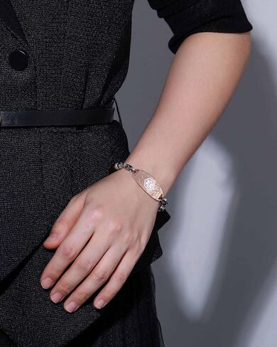 Personalized Medical Alert Bracelets for Women and Men - Free Engraving Emergency ID Bracelets With Interchangeable Beaded Chain and Stainless Steel Tags in Saudi Arabia