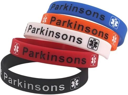 COLORFUL BLING 4/5 PCS Parkinsons Hypertension Hearing Inpaired Asthma Anaphylaxis Dementia Rubber Medical Alert ID Emergency Bracelet Warning Silicone Wristband Bracelets for Women Men in Saudi Arabia