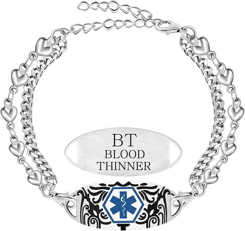 Dynamic QR Code Medical Alert Bracelet for Women Men Scan to Update Medical Info No Medical Info Needed at Checkout Double Layer Stainless Steel Chain Emergency ID Bracelet with Double Lobster Clasp in Kuwait
