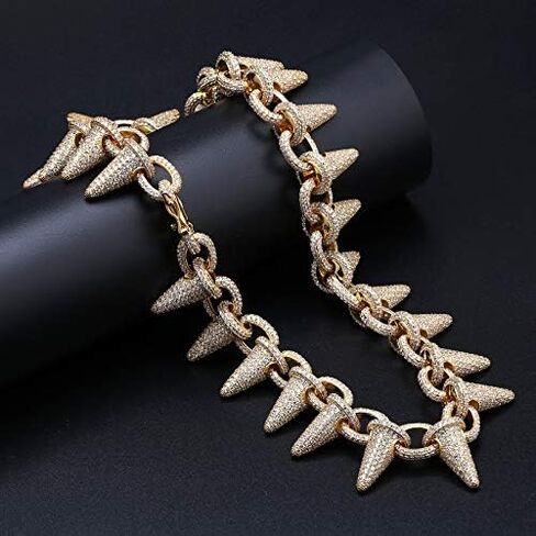 LC8 Jewelry Men Hip Hop Luxury Punk Rivet Creative Bracelet and Necklace Micro-Pave Simulated Diamond Iced Out 18K Gold Silver Plated Bracelet and Necklace in Saudi Arabia