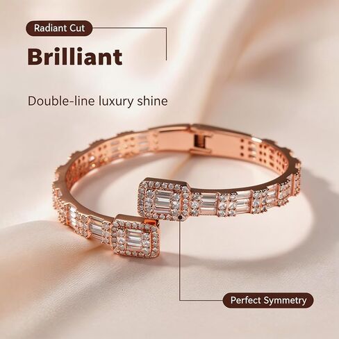 Solid Gold over S925 Sterling Silver Contrast-Tone Open Bangle for Men, with Crisscross Moissanite Setting, Bold Accessory for Contrast Outfits in Kuwait