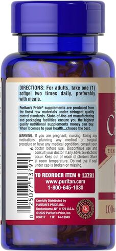 Puritan's Pride Premium Cranberry Fruit Concentrate 252mg with Vitamins C and E, Dietary Supplement for Immune System Support, 100 Rapid Release Softgels in Kuwait
