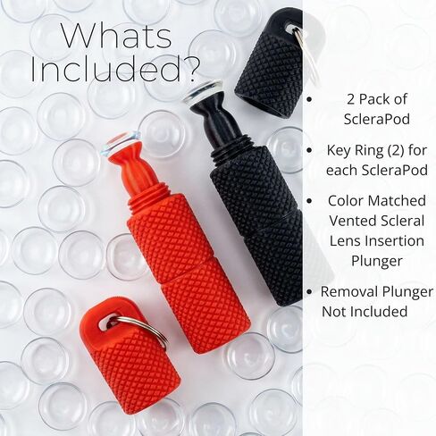 ScleraPod Contact Lens Plunger Case Keychain (2 Pack) – Portable Holder for Scleral Lens Insertion & Removal Tools, Travel Storage Capsule for Contact Lens Care (Red & Black) in Saudi Arabia