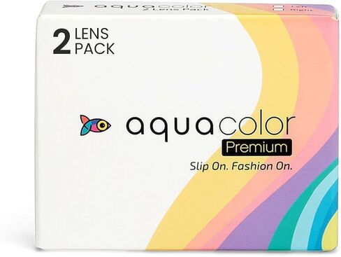 Aqua color Daily Disposable Color Contact Lenses, Zero Power, 30 Day Use, 2 Lenses per Box (Premium Aquacolor Monthly) (Dusk Blue) in Kuwait