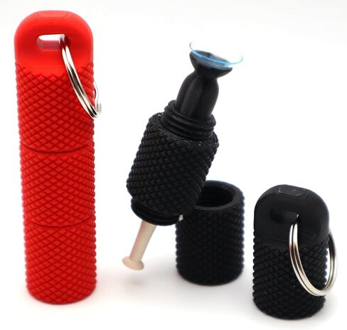 ScleraPod Contact Lens Plunger Case Keychain (2 Pack) – Portable Holder for Scleral Lens Insertion & Removal Tools, Travel Storage Capsule for Contact Lens Care (Red & Black) in Kuwait