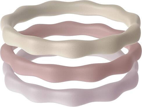 ThunderFit Silicone Rings Wedding Bands for Women, 3mm Wide, 2.4mm Thick, Women's Self-Stacking Rings, Rubber Engagement Bands, 1/3 Variety Multipack in Kuwait