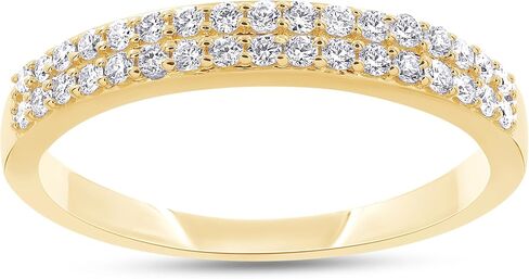 1/4ctw Double Row Band Ring, Lab Grown Diamond Wedding Band Ring For Women In 14k Gold Plated 925 Sterling Silver Jewelry (0.25 Ctw) in Kuwait