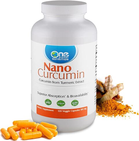 One Planet Nutrition Nano Curcumin 100 mg Capsules (120 Count), Turmeric Extract, Nano for High Absorption, Supports Overall Health, Non-GMO, Vegan, Gluten-Free | Turmeric Extract, High Absorption, Supports Overall Health, Non-GMO, Vegan, Gluten-Free in Saudi Arabia