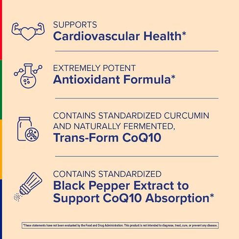 Stop Aging Now - Curcumin CoQ10 Complex - with Turmeric Root Extract - Antioxidant & Cardiovascular Support - 60 Softgels in Saudi Arabia