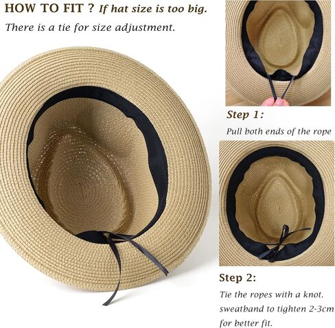 Mens Summer Straw Fedoras Wide Brim Beach Sun Hats in Saudi Arabia