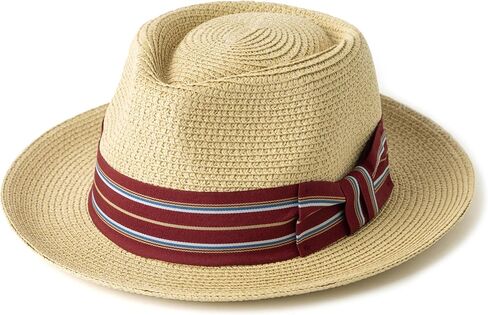 Mens Summer Straw Fedoras Wide Brim Beach Sun Hats in Saudi Arabia