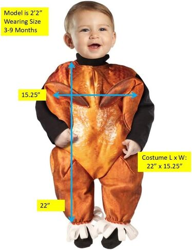 Oven Roasted Cooked Turkey Baby Bunting Halloween Costume, Boys and Girls, Baby Size 3-9 Months Brown in Saudi Arabia